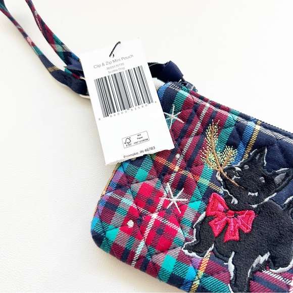 NEW Vera Bradley Scottie Dog Plaid Clip & Zip Mini Pouch Cotton - Picture 5 of 7